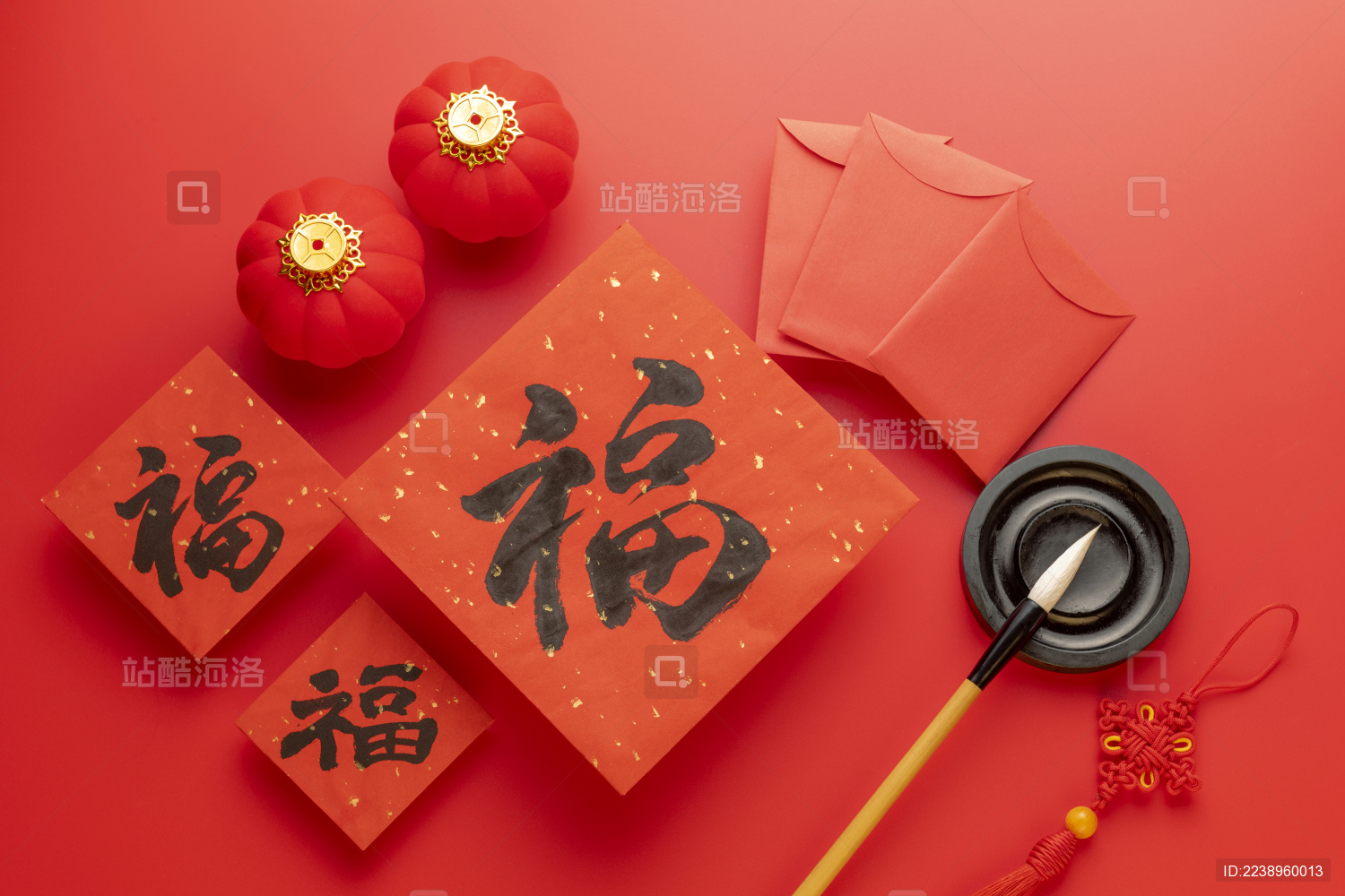 春节福字春节海报红色喜庆背景素材