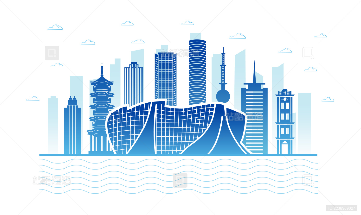 中国江苏省徐州市城市天际线矢量插画