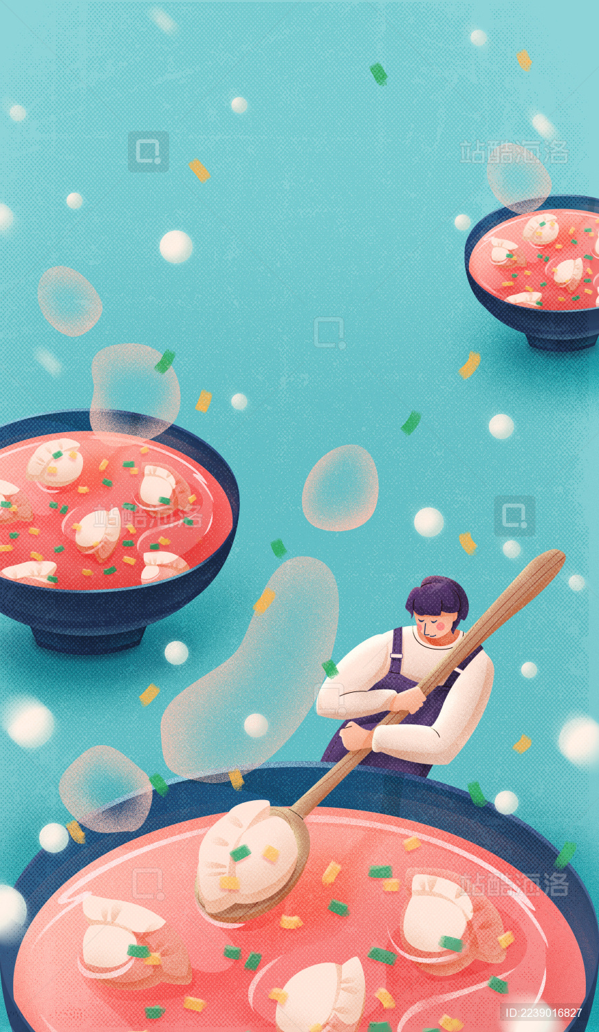 冬至饺子手绘插图