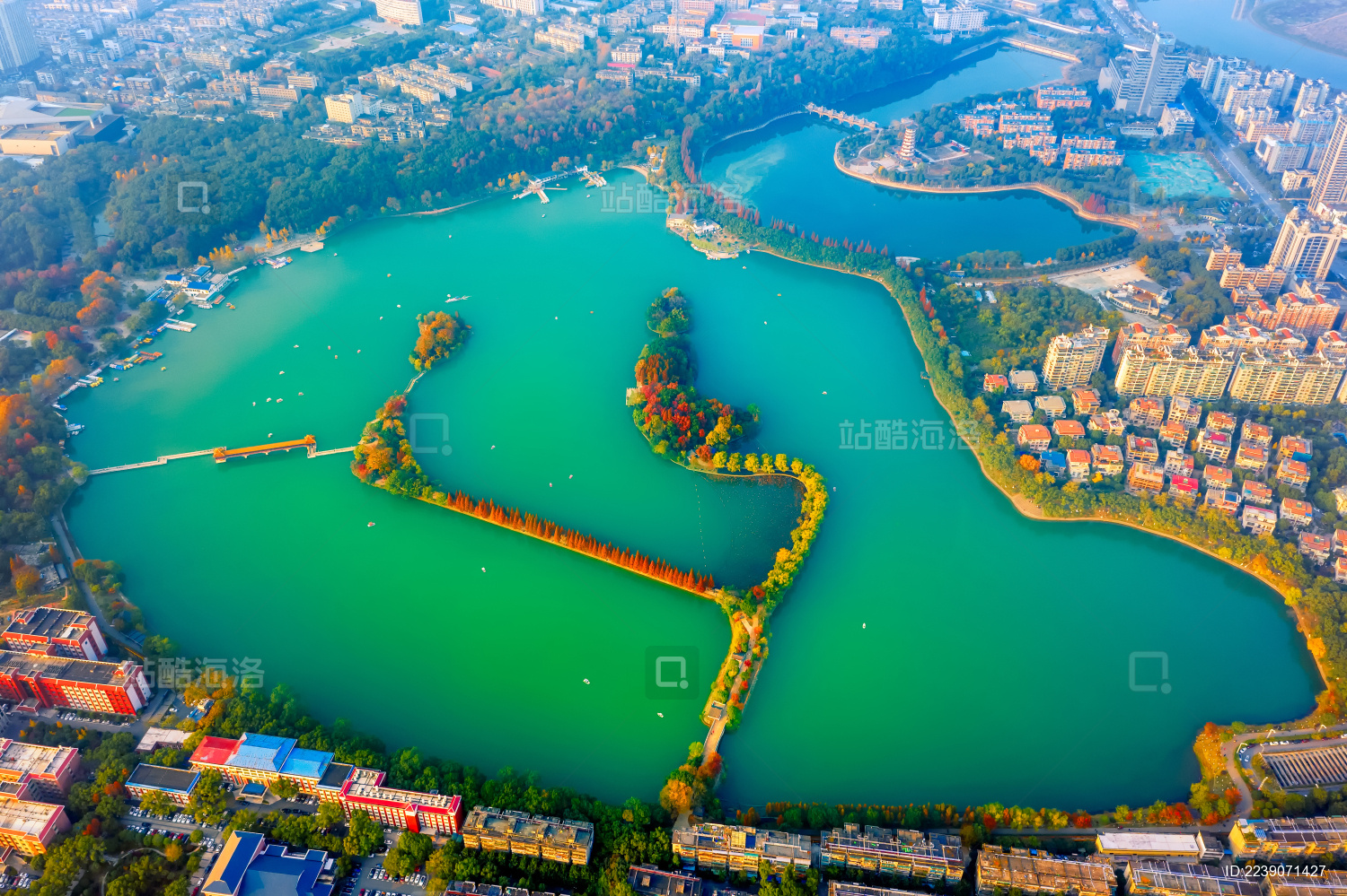 中国湖南长沙航拍年嘉湖全景