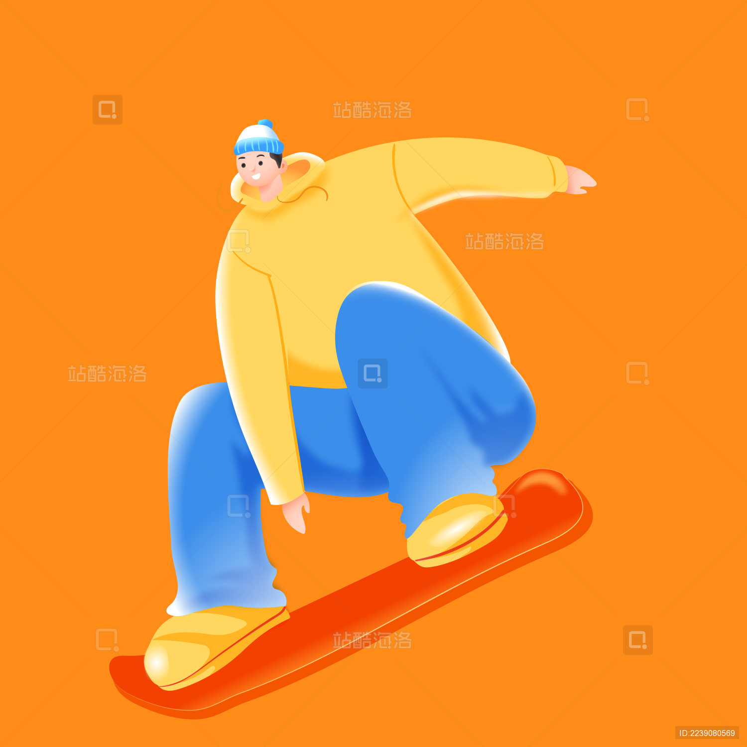 3d滑板青年矢量插画