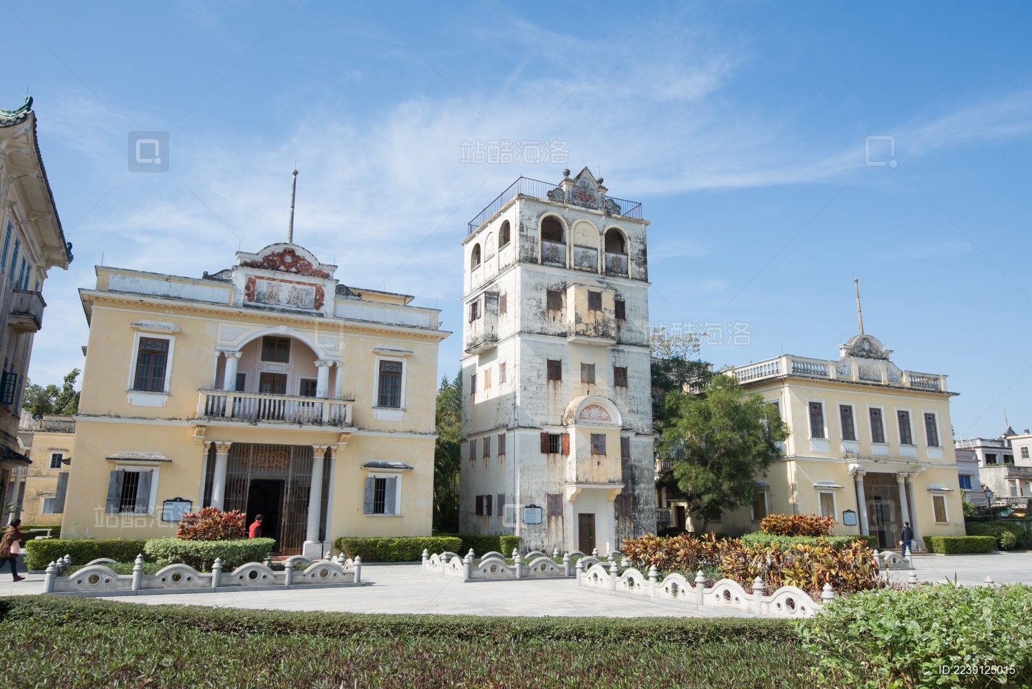 航拍中国广东开平碉楼群之立园碉楼风光