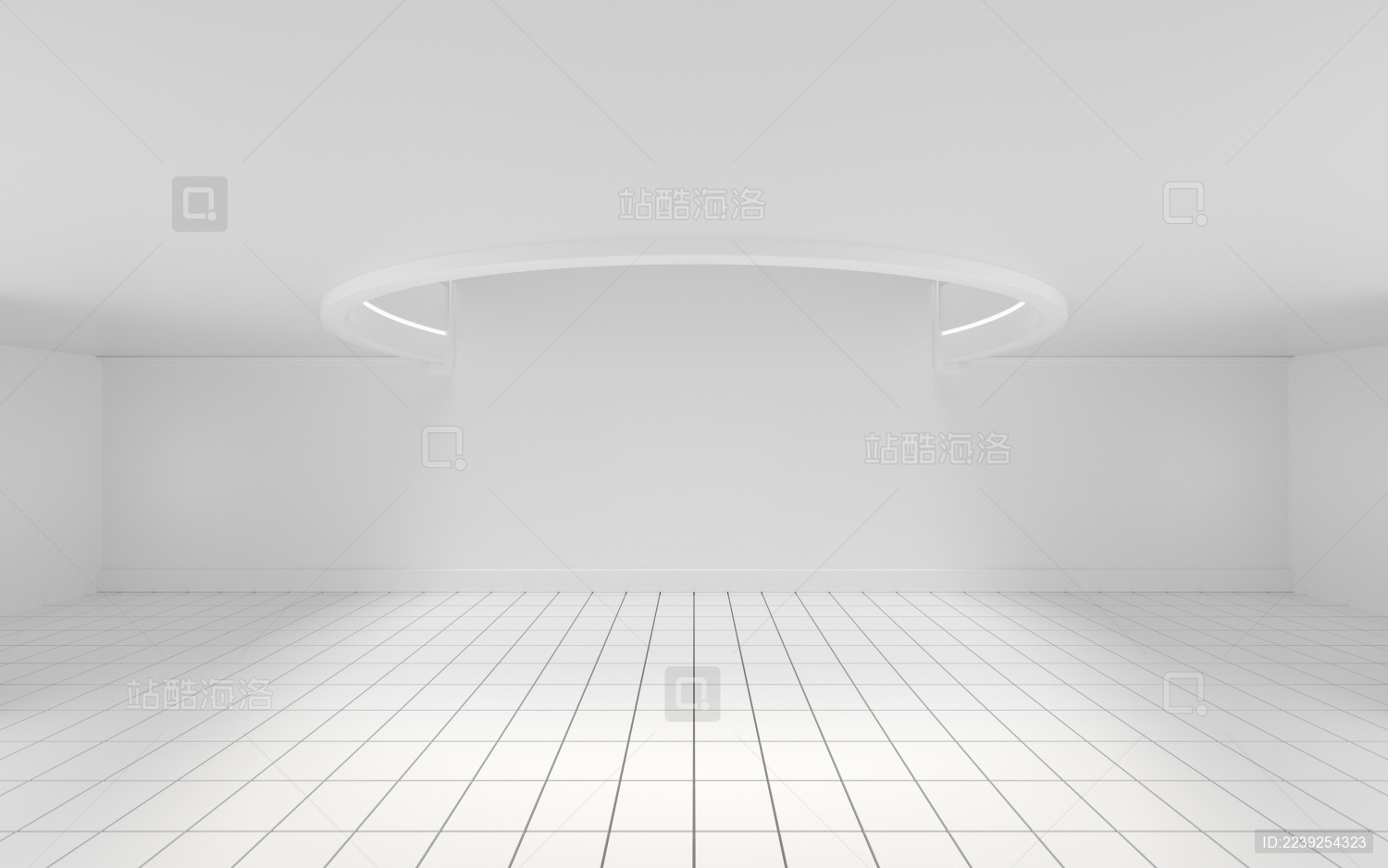 圆形有天窗的空房间 3D渲染