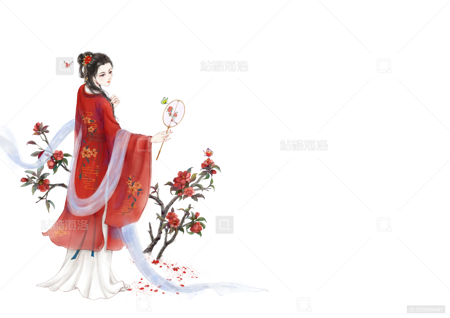 石榴花与汉服少女