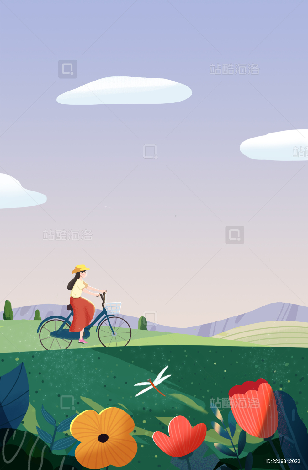 春天户外骑车女孩