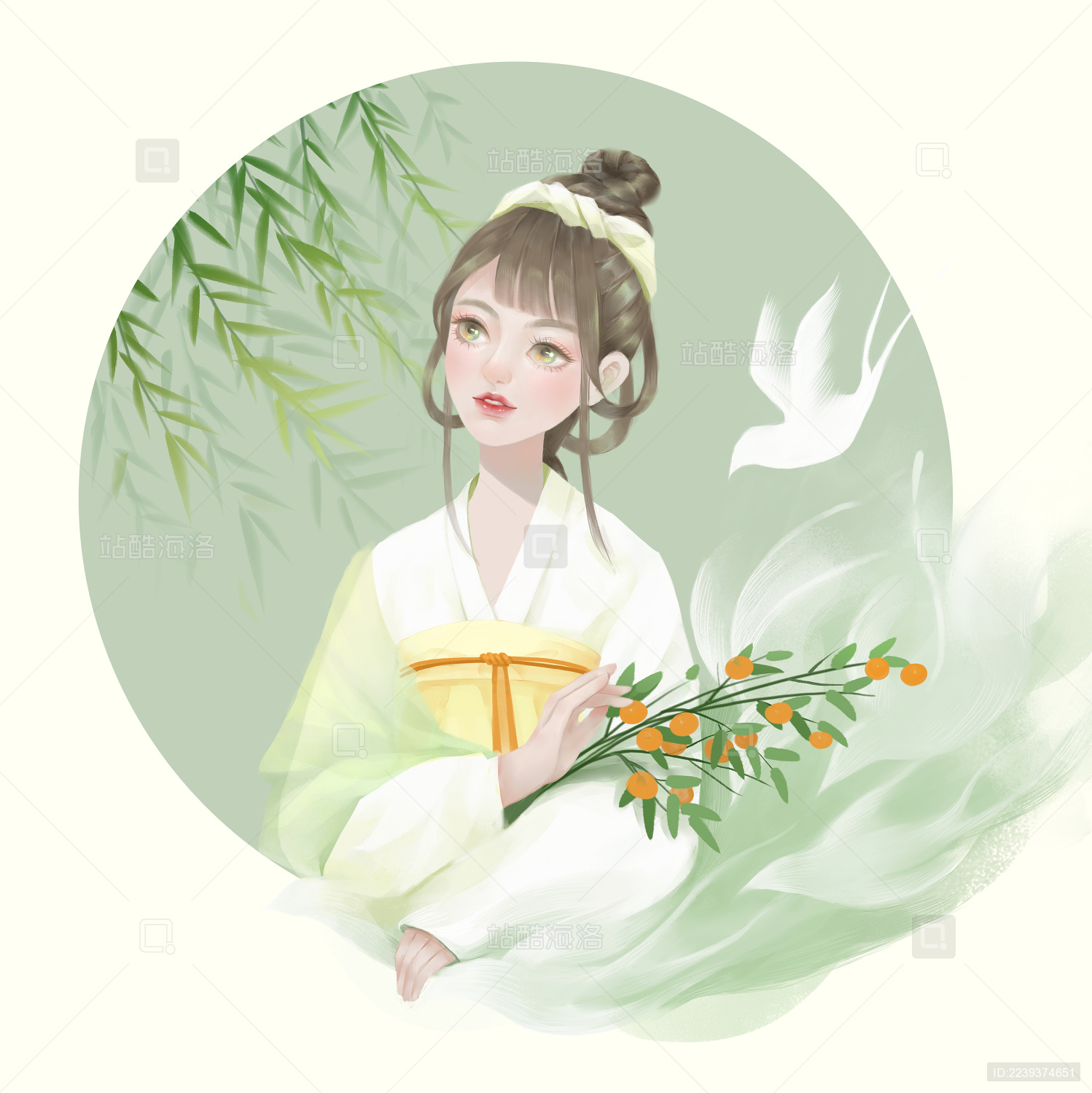 柳树下温柔婉约的古代女子