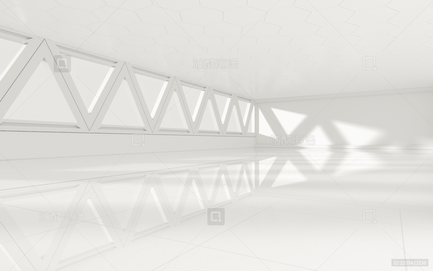 白色创意室内结构 3D渲染