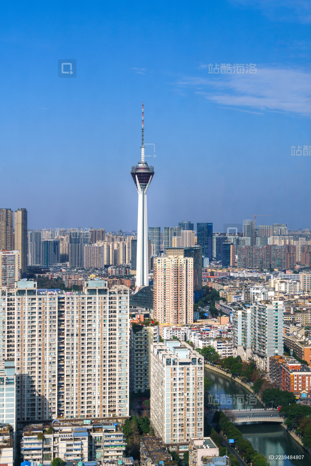 四川成都晴朗白天高空俯拍339电视台远景