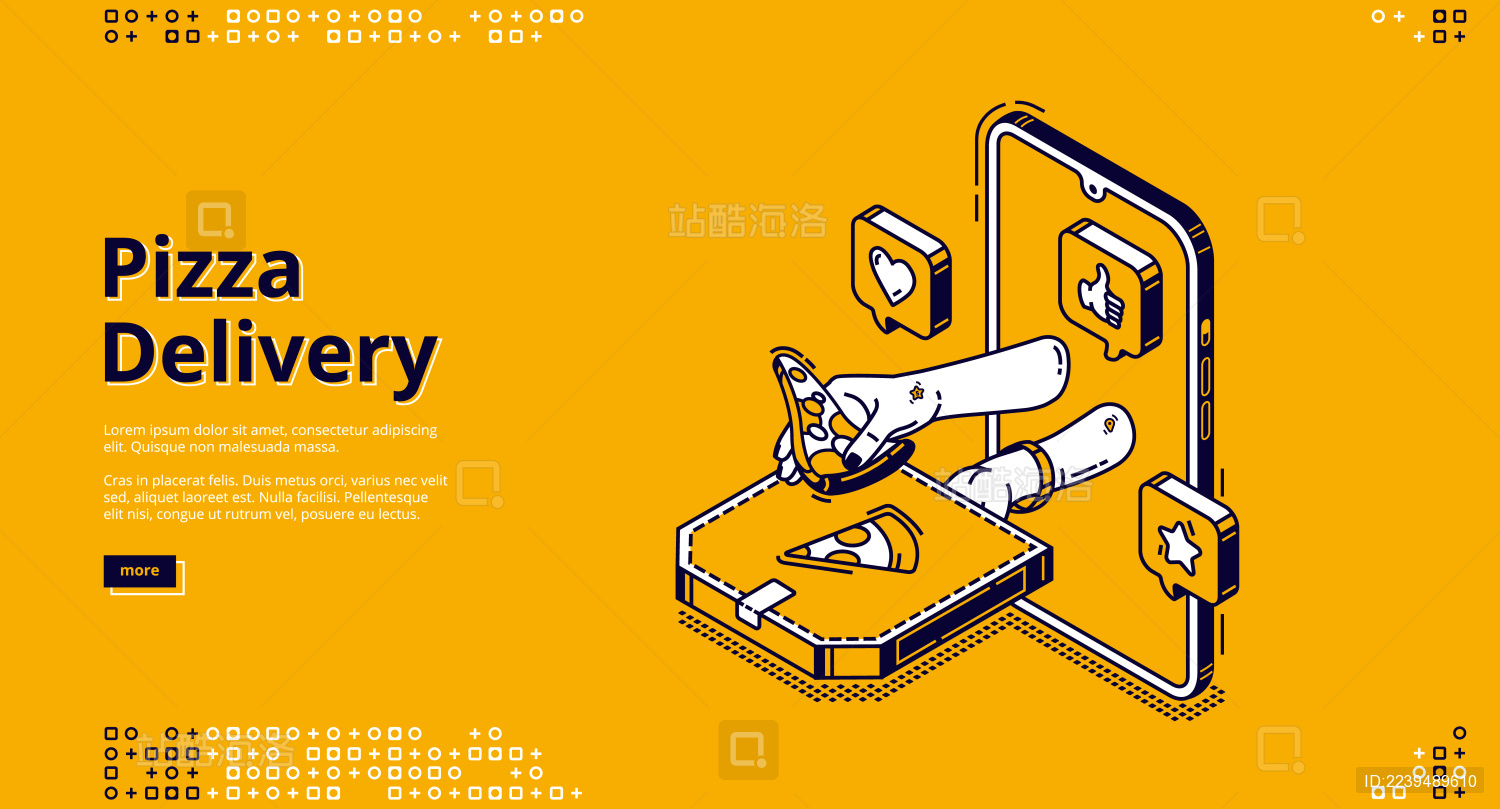 比萨外送网上订餐正等轴测图UI设计