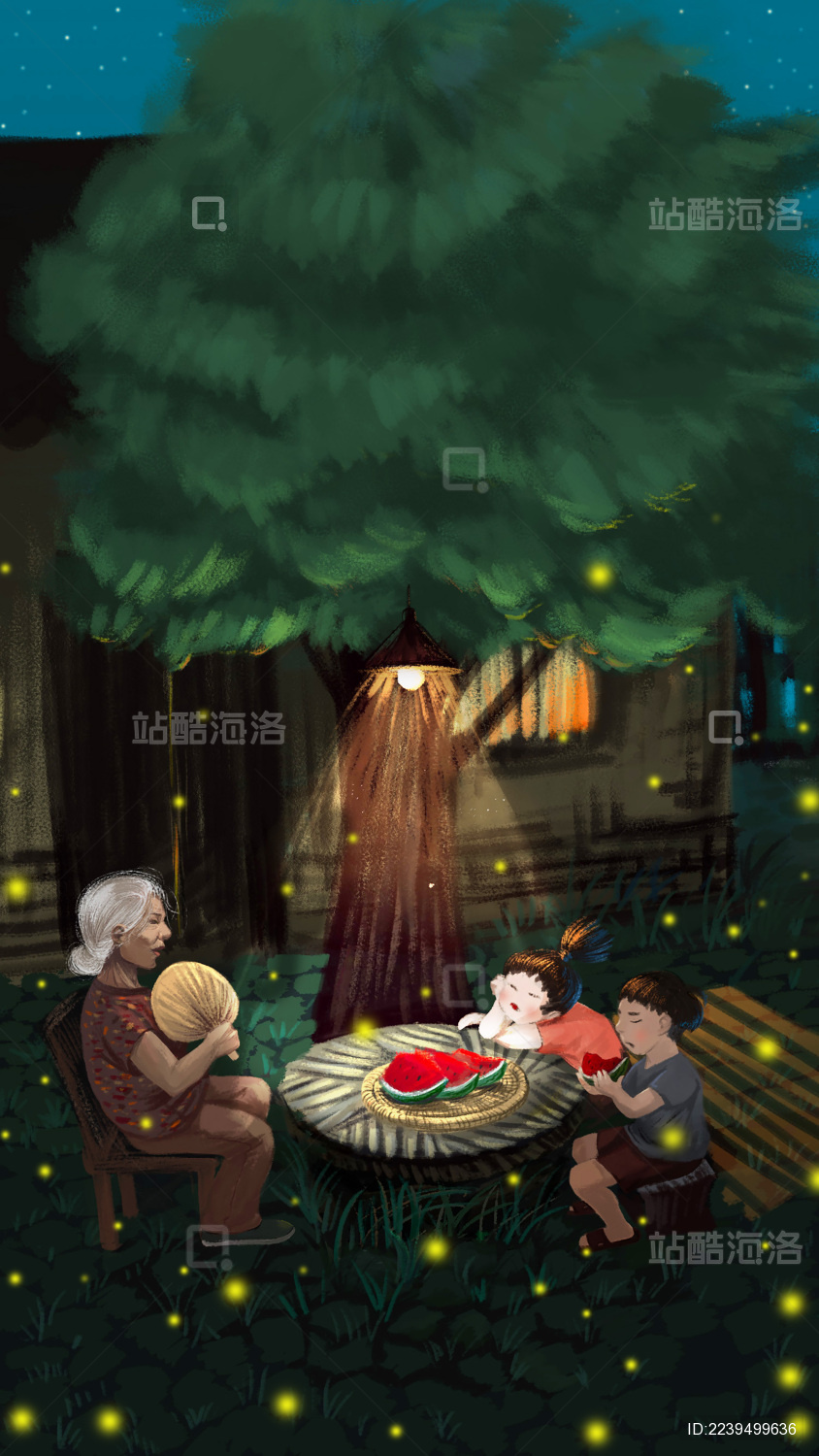 树下讲故事的老人