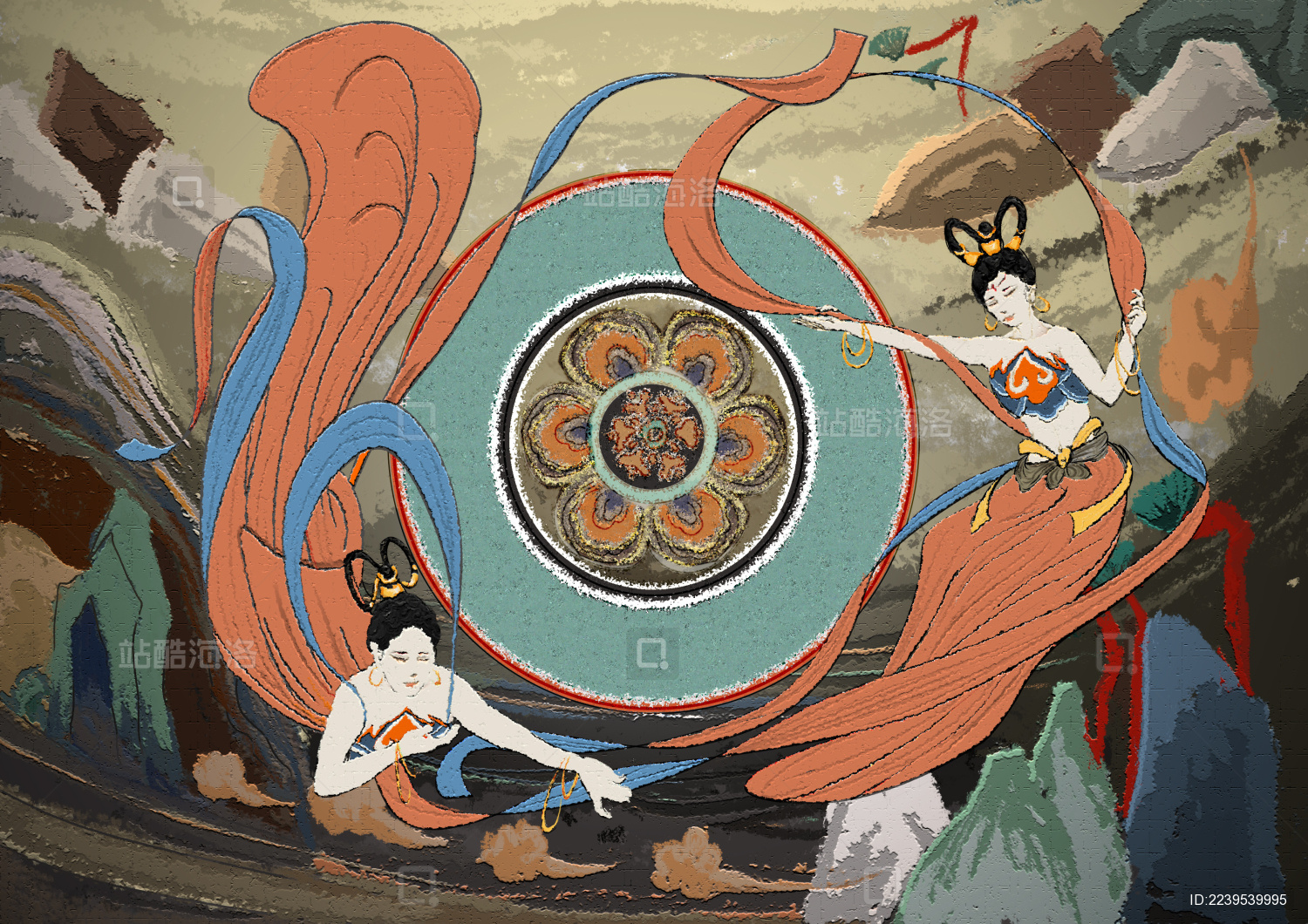 飞天壁画敦煌壁画风格板绘