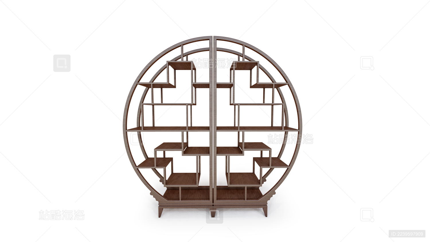 中式圆形多层博古架
