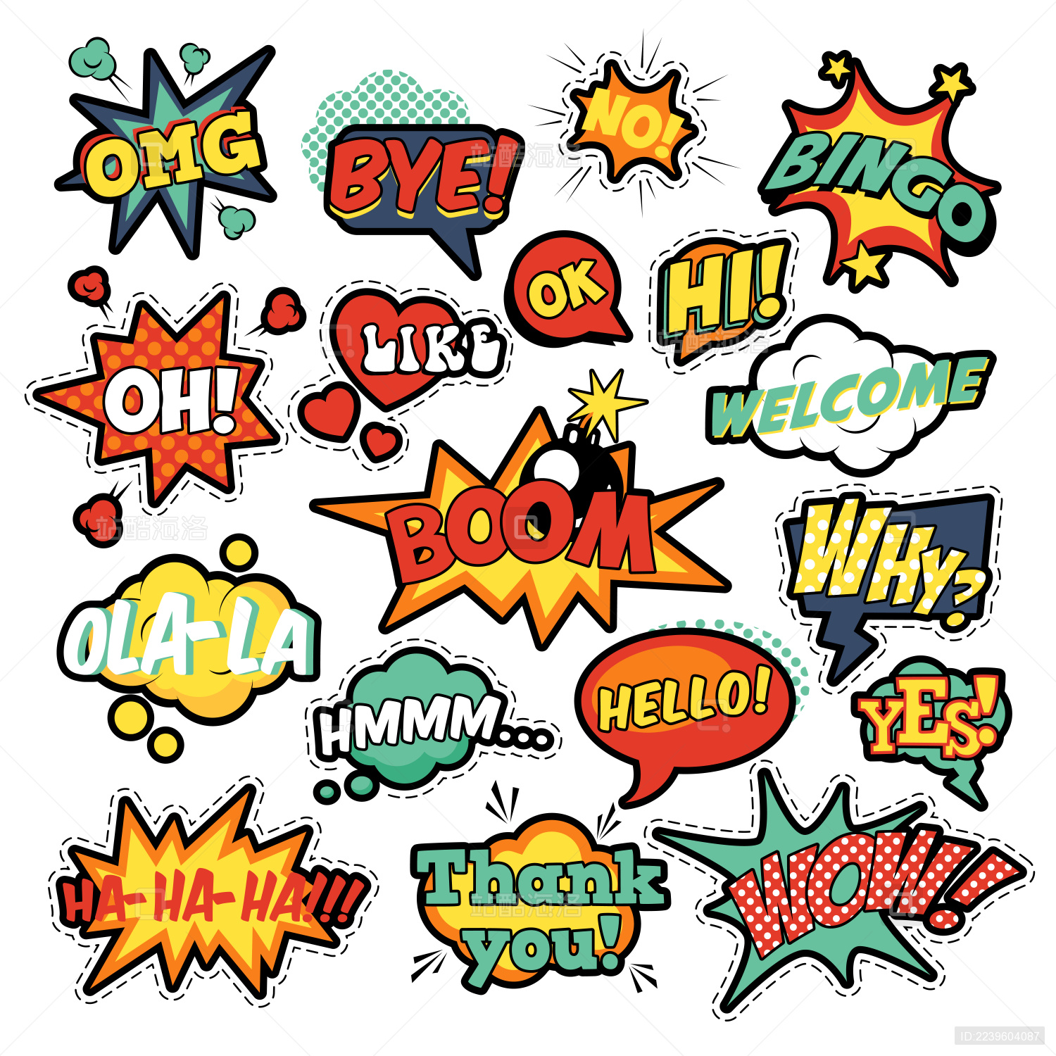 对话框立体字型素材贴纸组