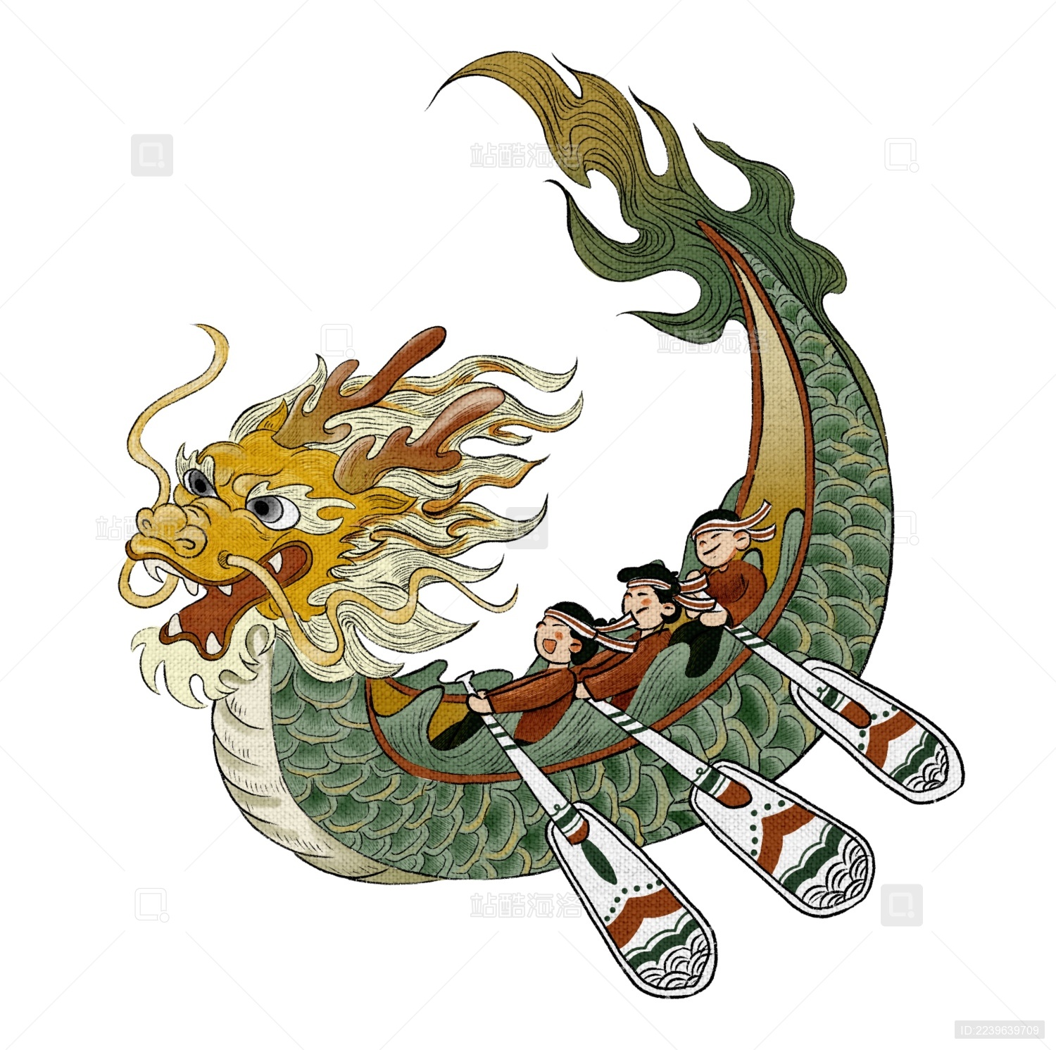 端午节赛龙舟人物粽子插画海报