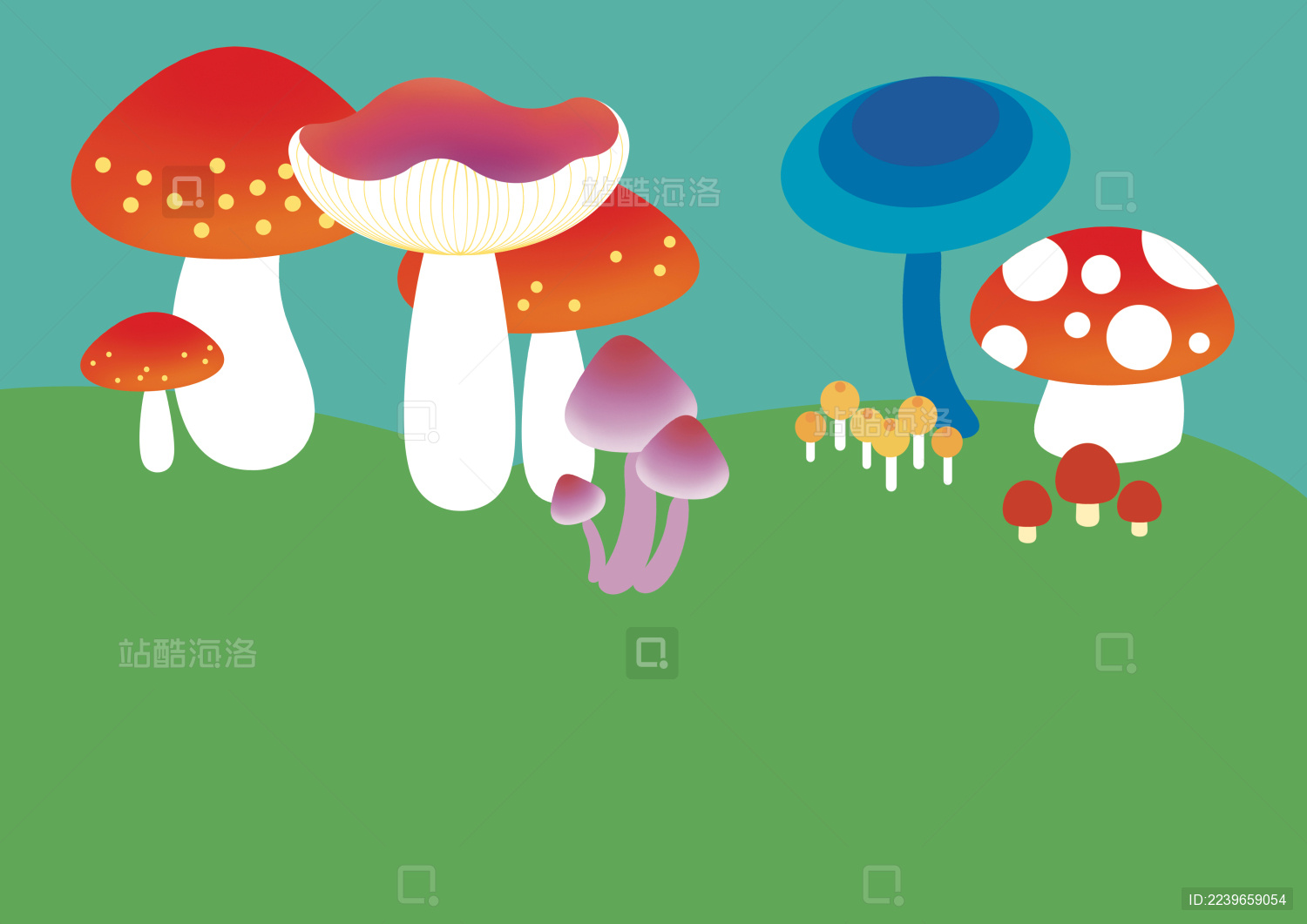 卡通可爱蘑菇装饰素材图片-图行天下素材网