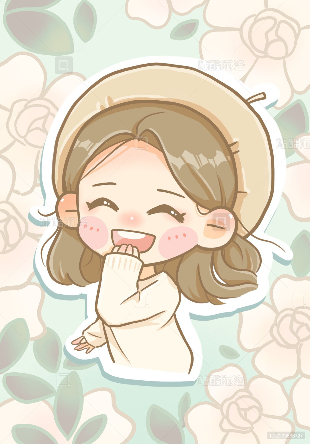 插画花花女孩儿