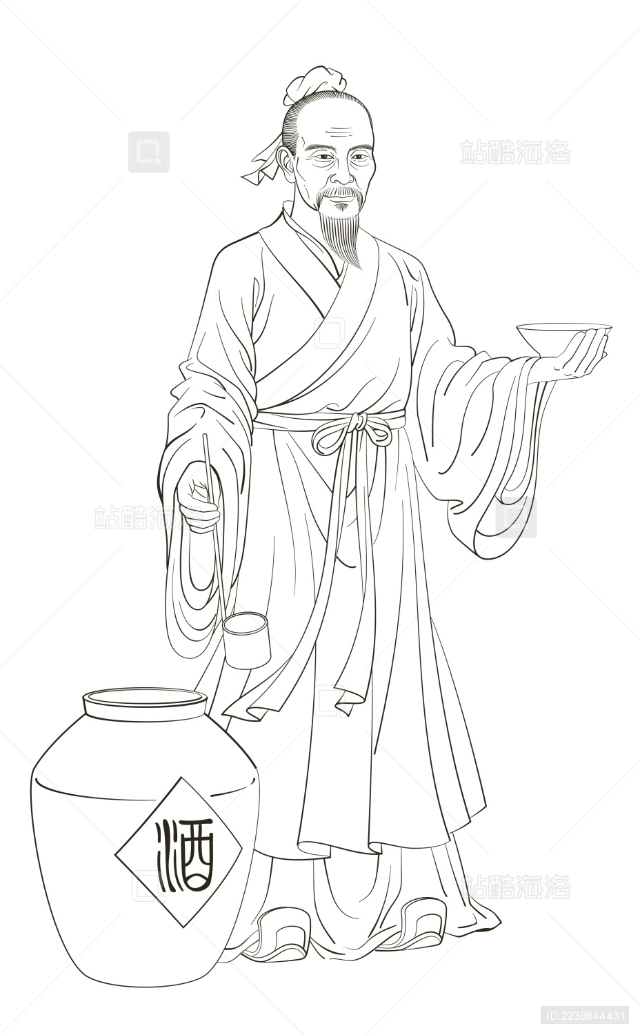 中国古代酒圣杜康画像_站酷海洛_正版图片_视频_字体_音乐素材交易
