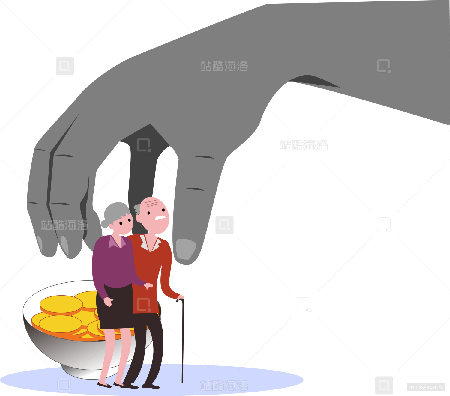 老年人电信诈骗概念插画