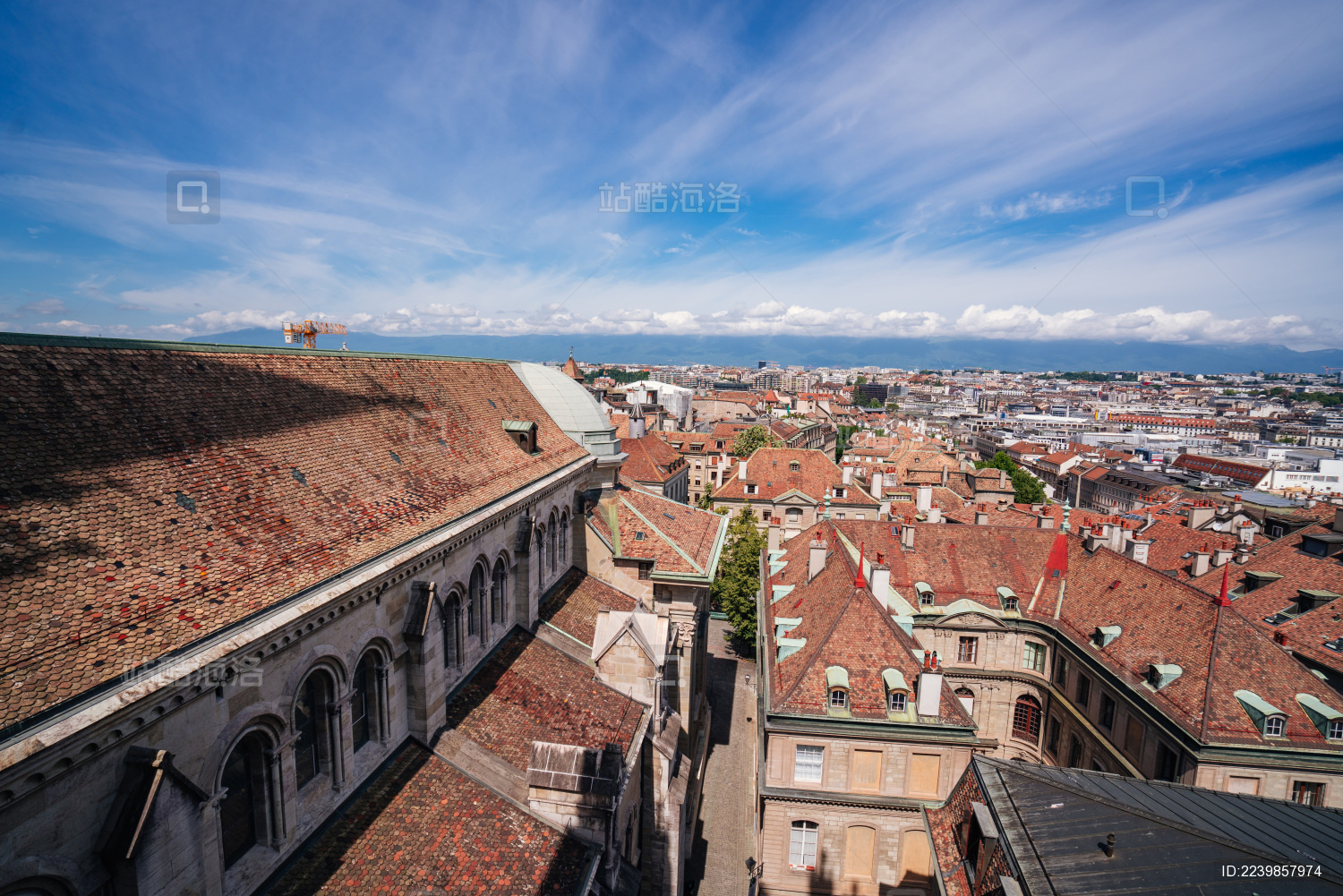 俯瞰瑞士日内瓦城市风光