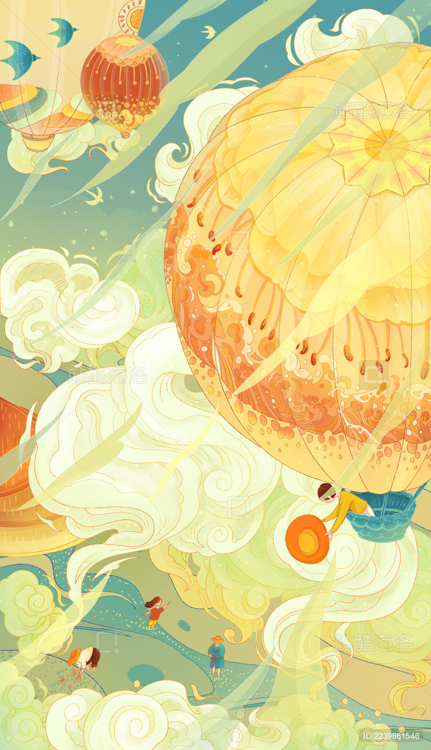 节气风景绘画插图