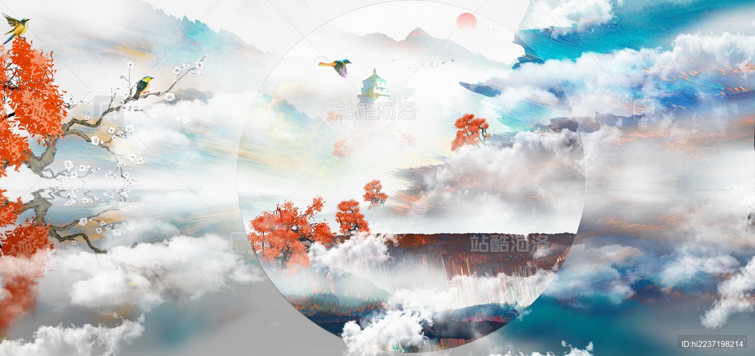 中国风意境水墨山水画