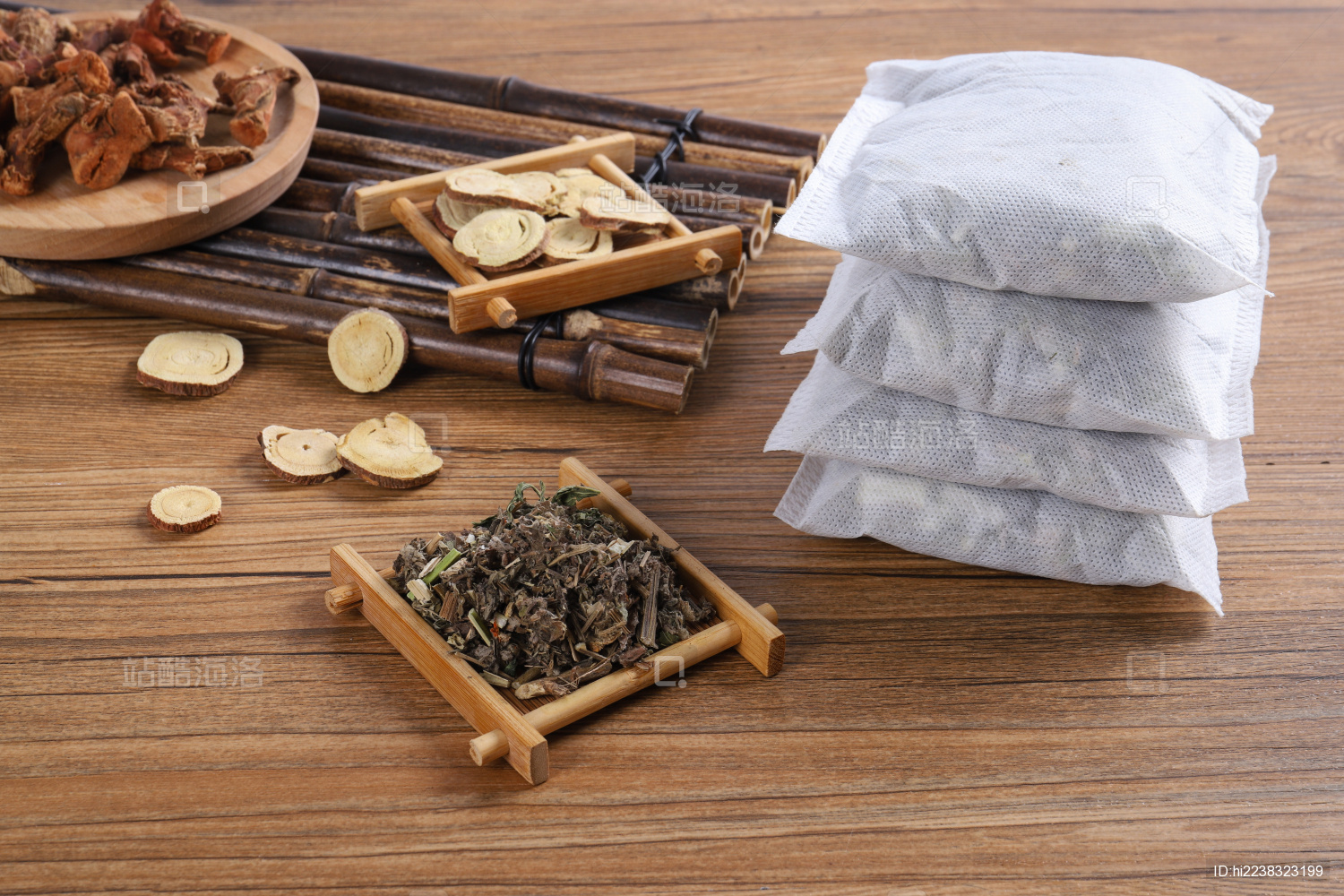 复古场景中药草本泡脚足浴包粉