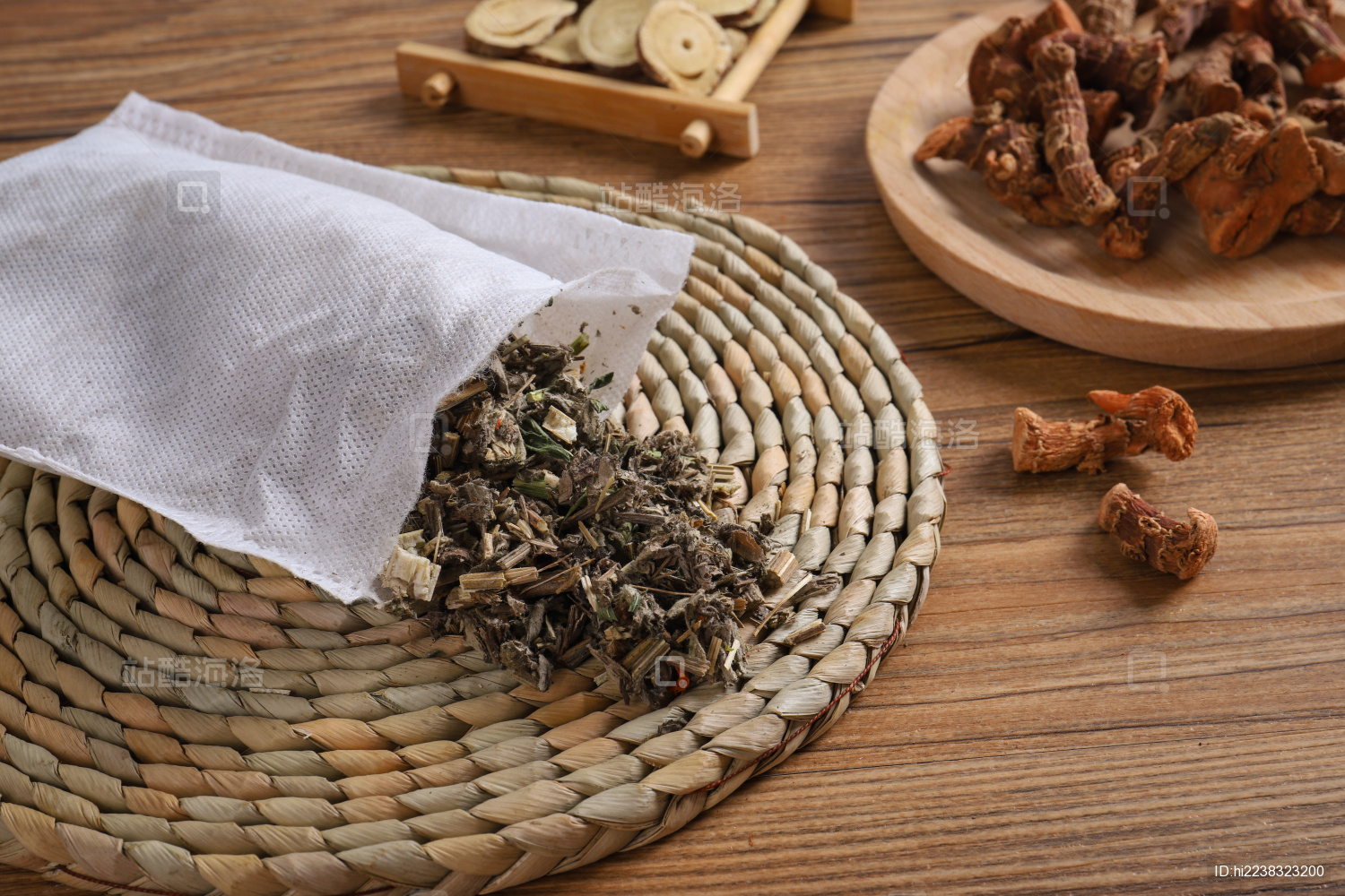 复古场景中药草本泡脚足浴包粉