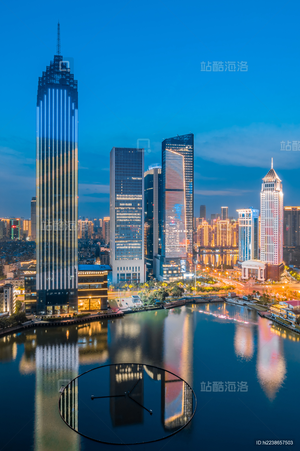 中国湖北武汉汉口西北湖cbd建筑夜景