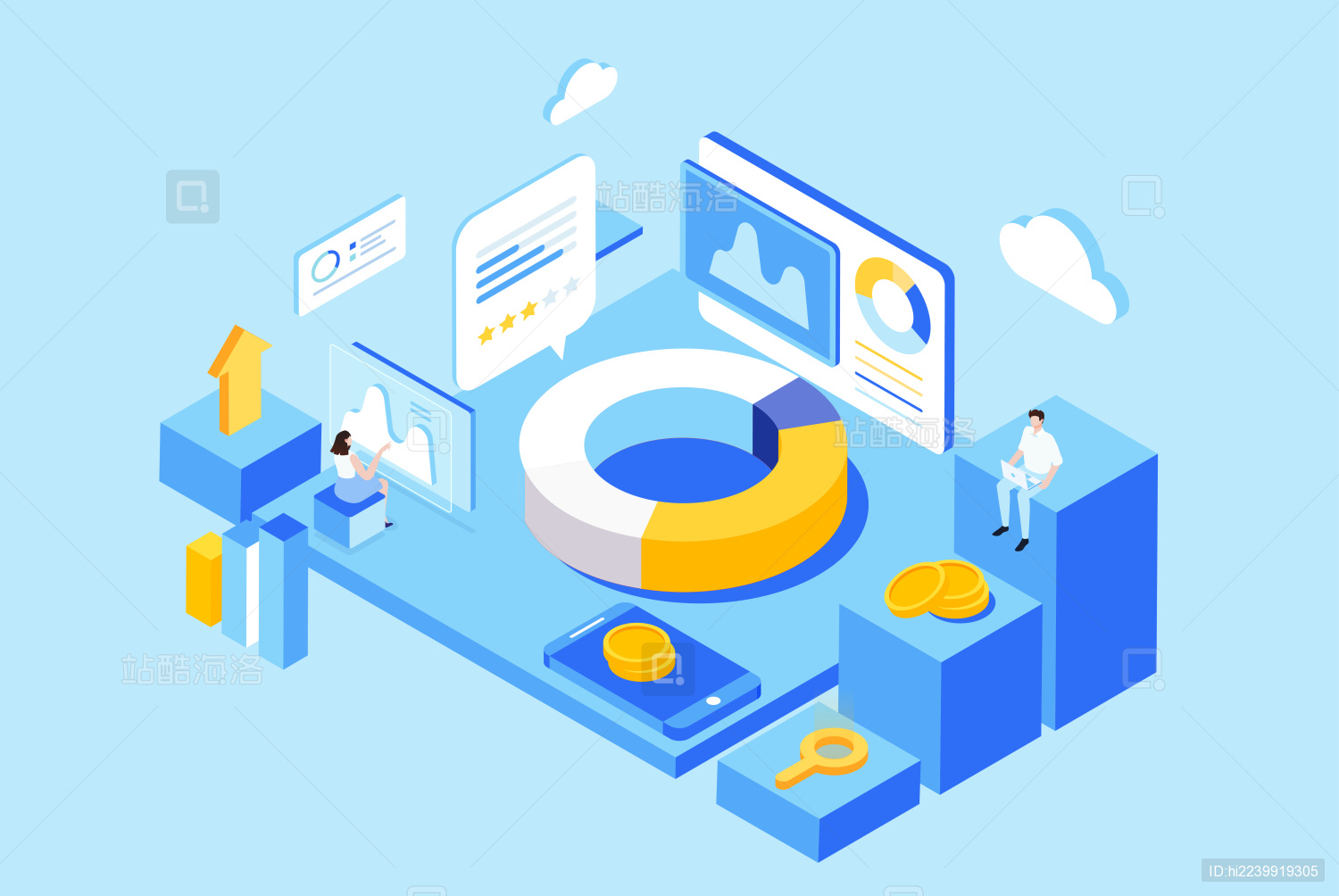 等距商业分析插画