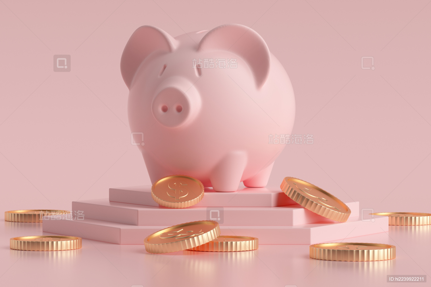 3D渲染的金融以及储蓄概念插图