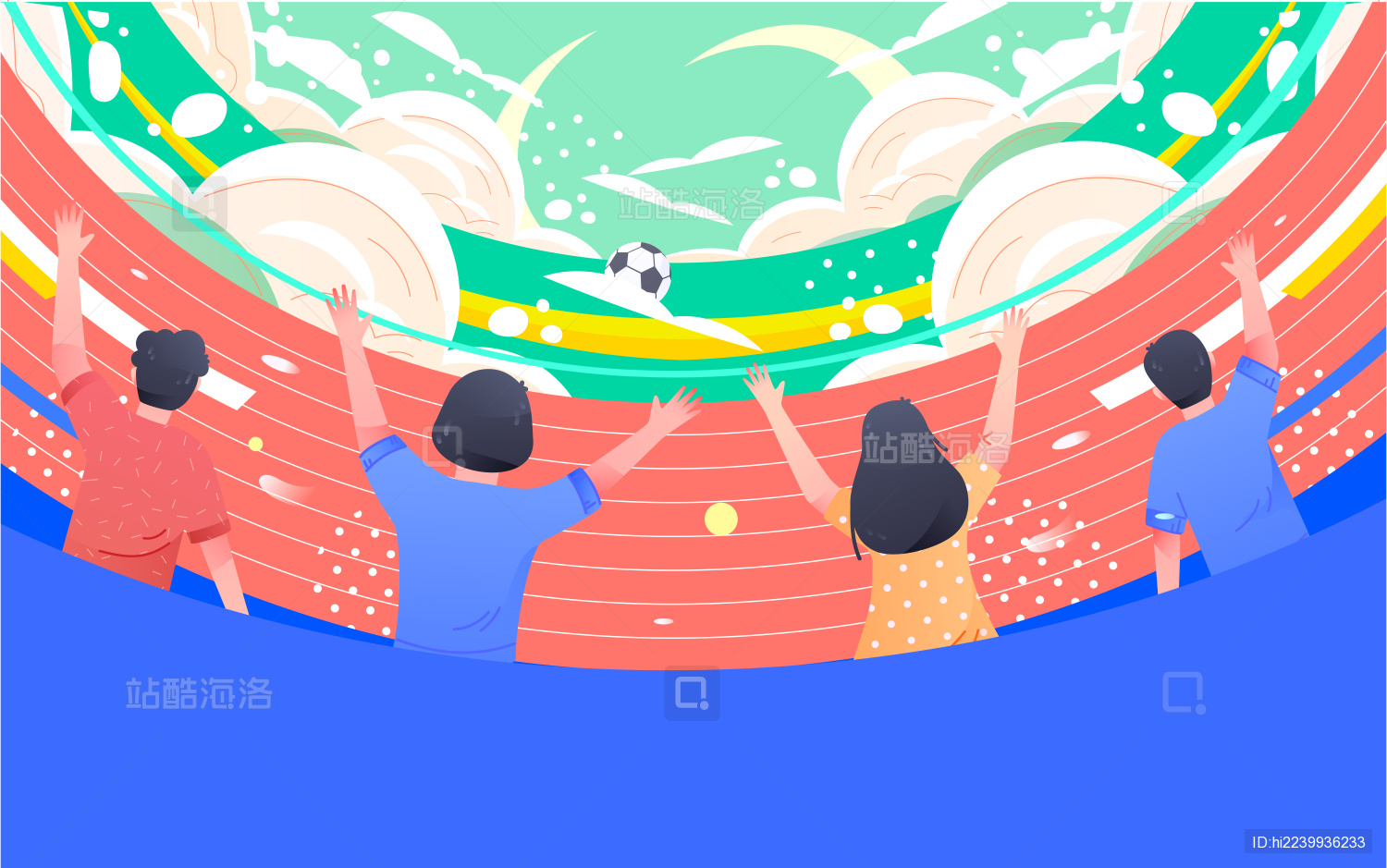 奥运会运动员体育比赛观赛插画活动海报背景