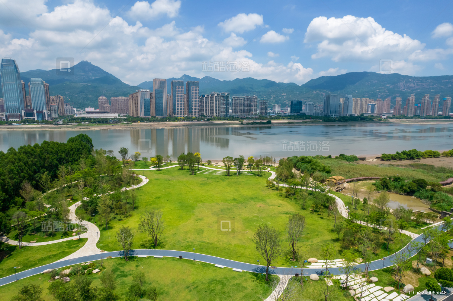 中国福建省福州市南江滨生态公园航拍