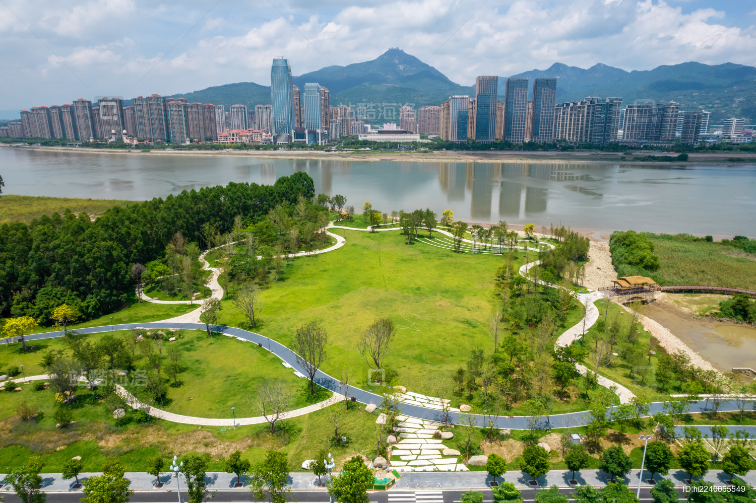 中国福建省福州市南江滨生态公园航拍