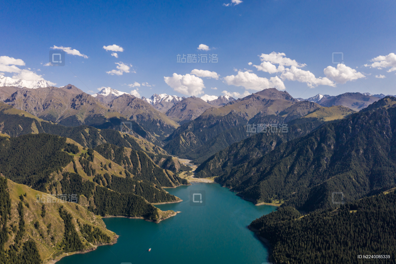 新疆天池天山全景图