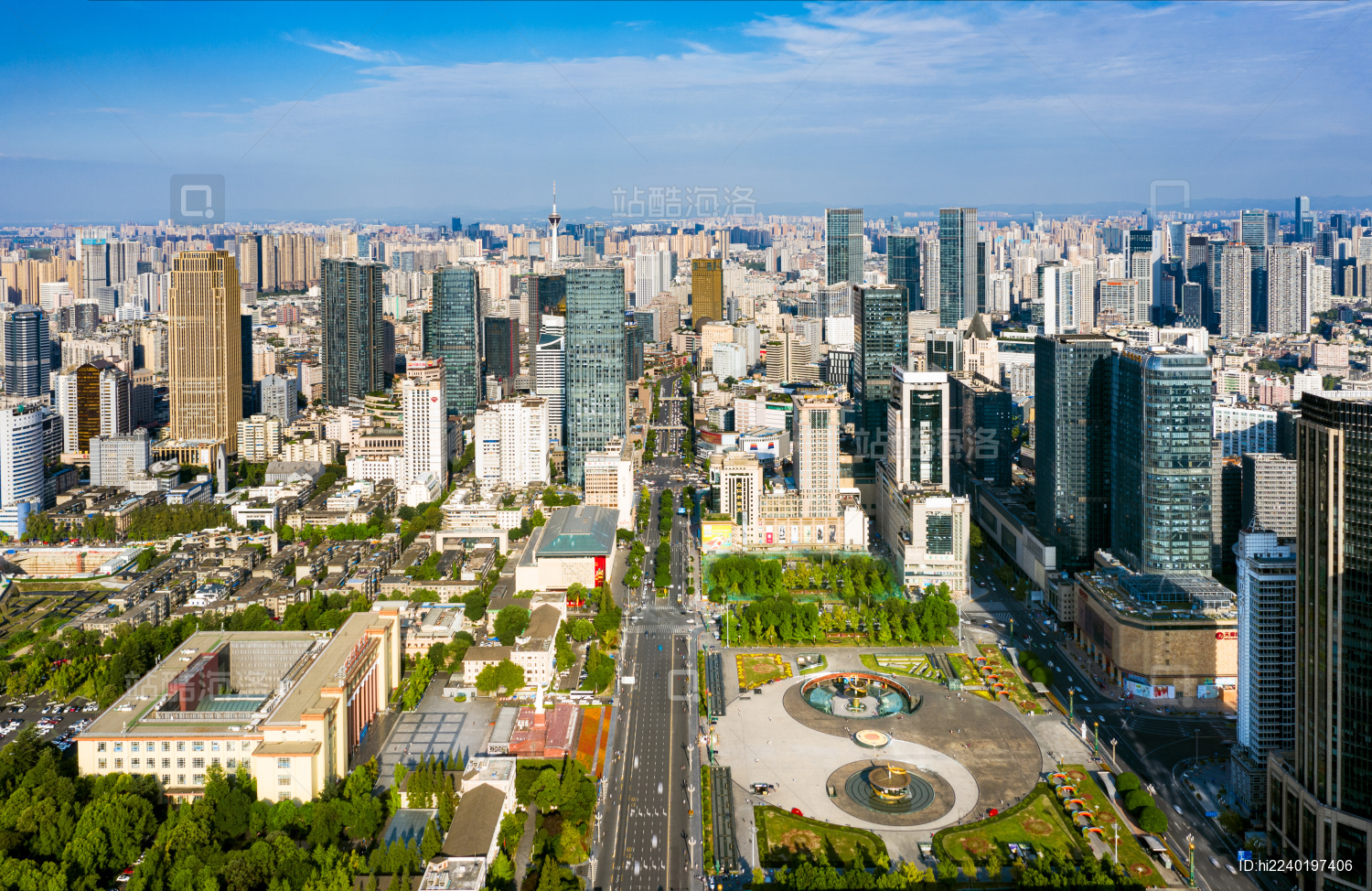 四川省成都市天府广场全景航拍图