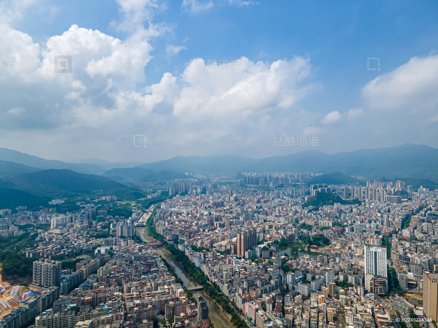 中国广东省云浮市云城区城市天际线