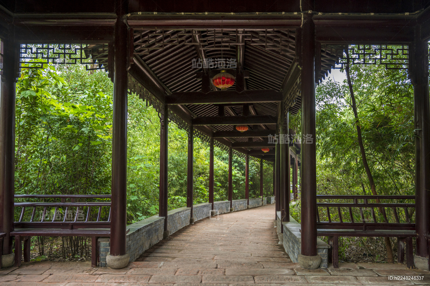 中式园林建筑景观连廊