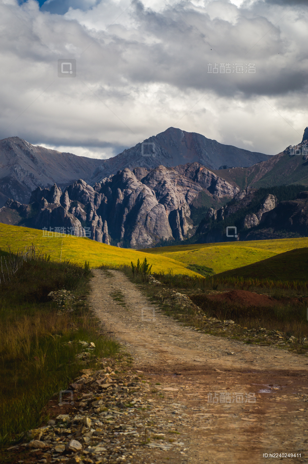 甘南大草原的草地和山峰