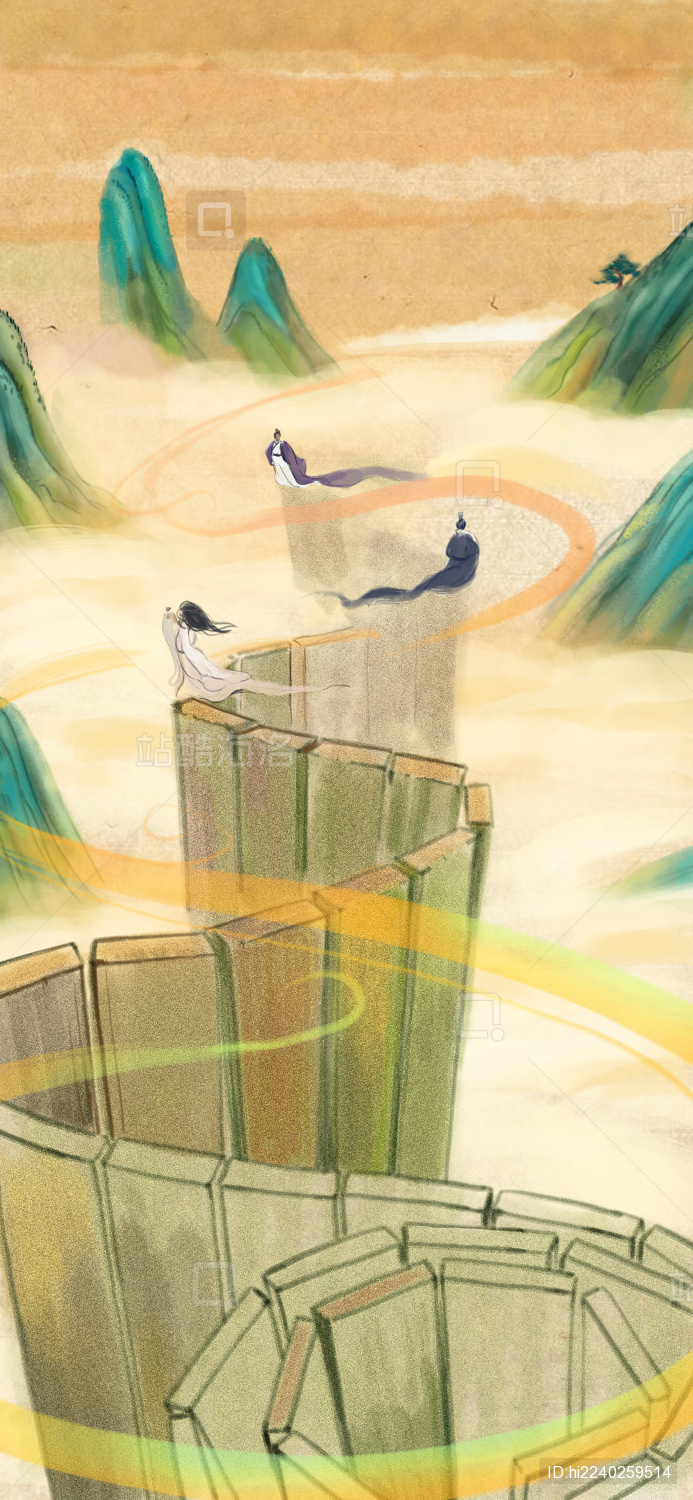 水墨山河国风背景