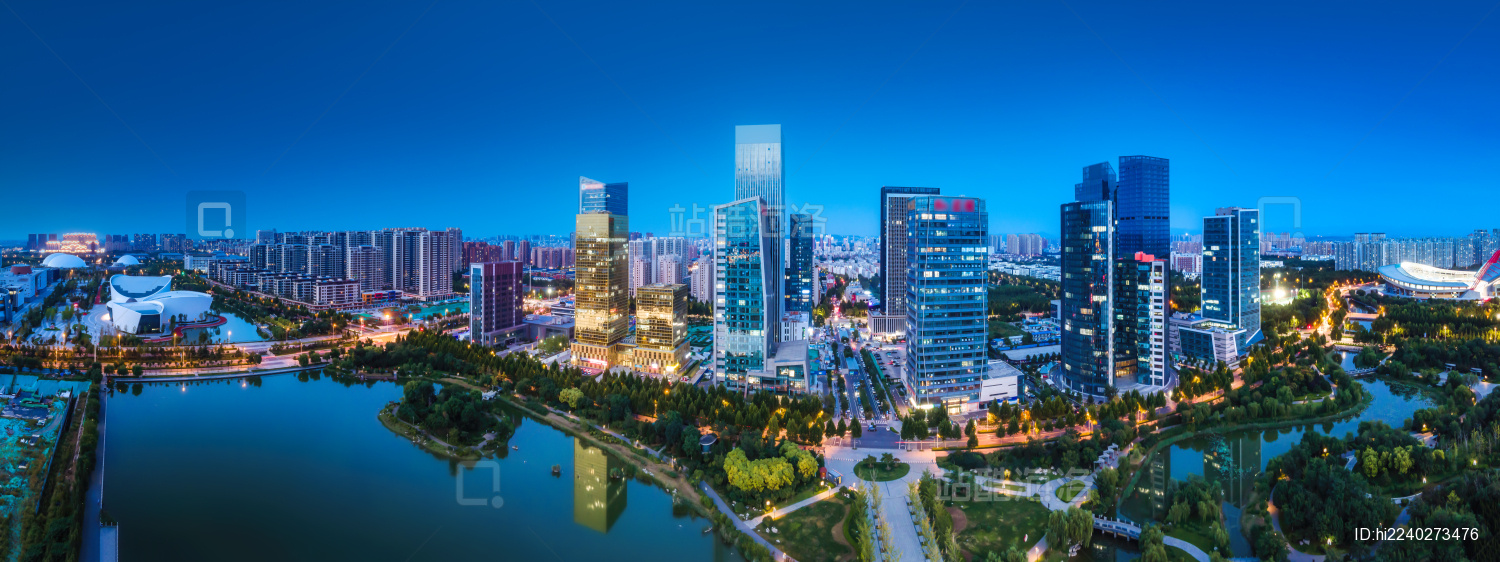 航拍中国山东淄博城市建筑景观