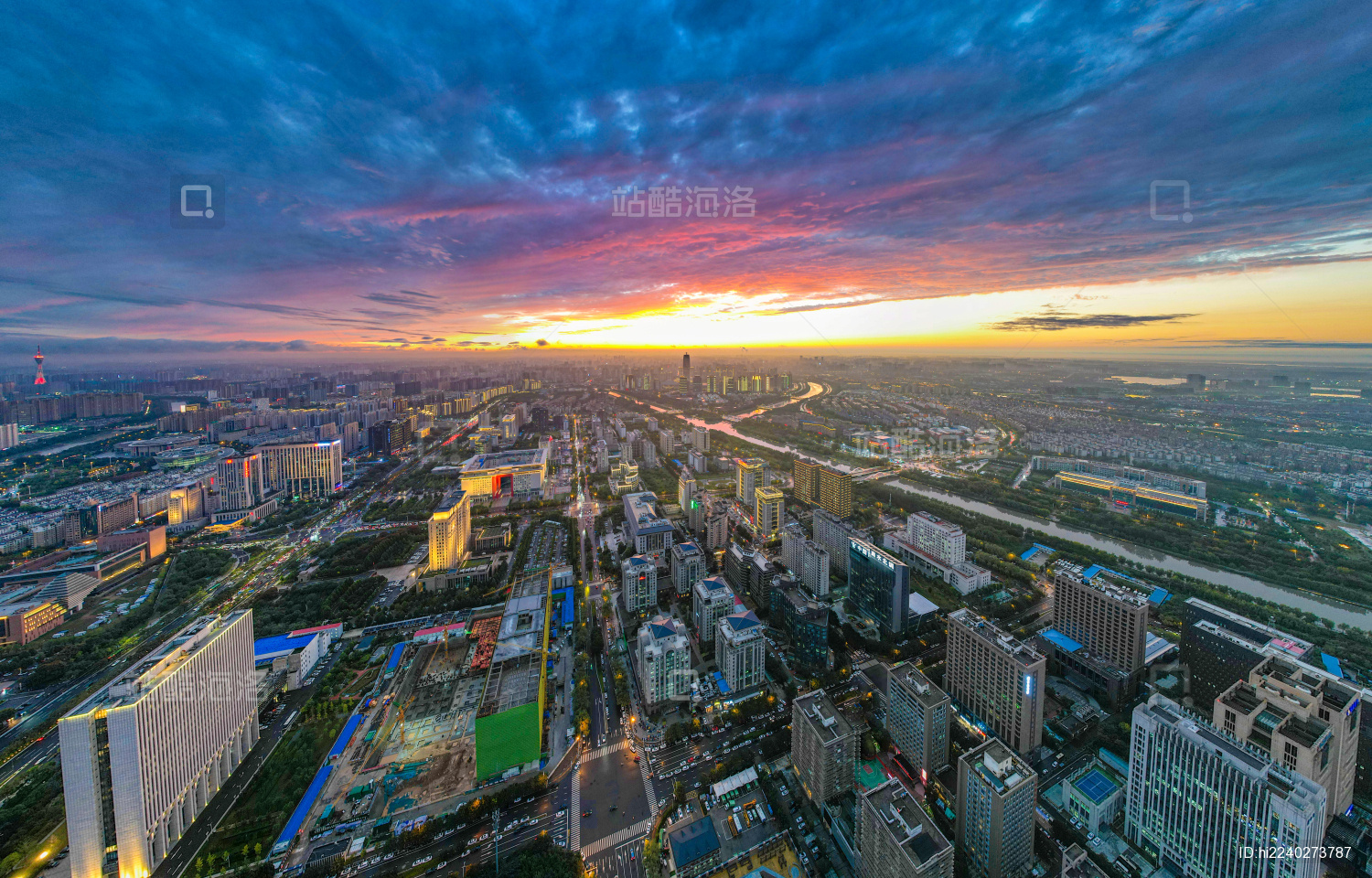 中国河南省郑州市中央商务区CBD城市风光