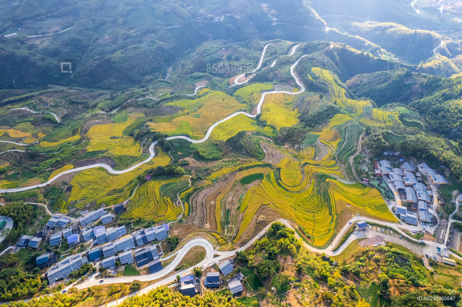 中国福建省政和县念山梯田航拍风光