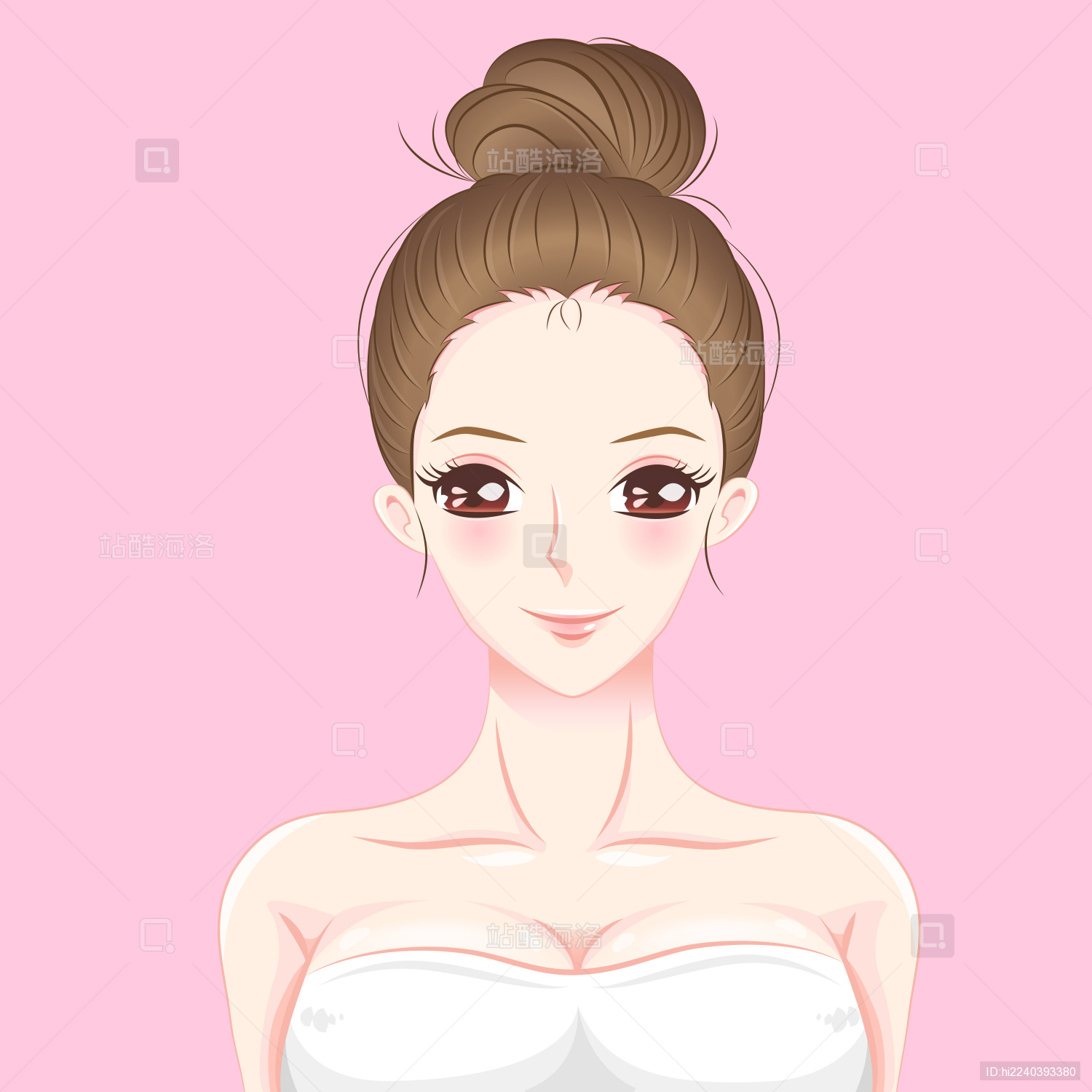 俐落丸子头白皙肌肤美女插图