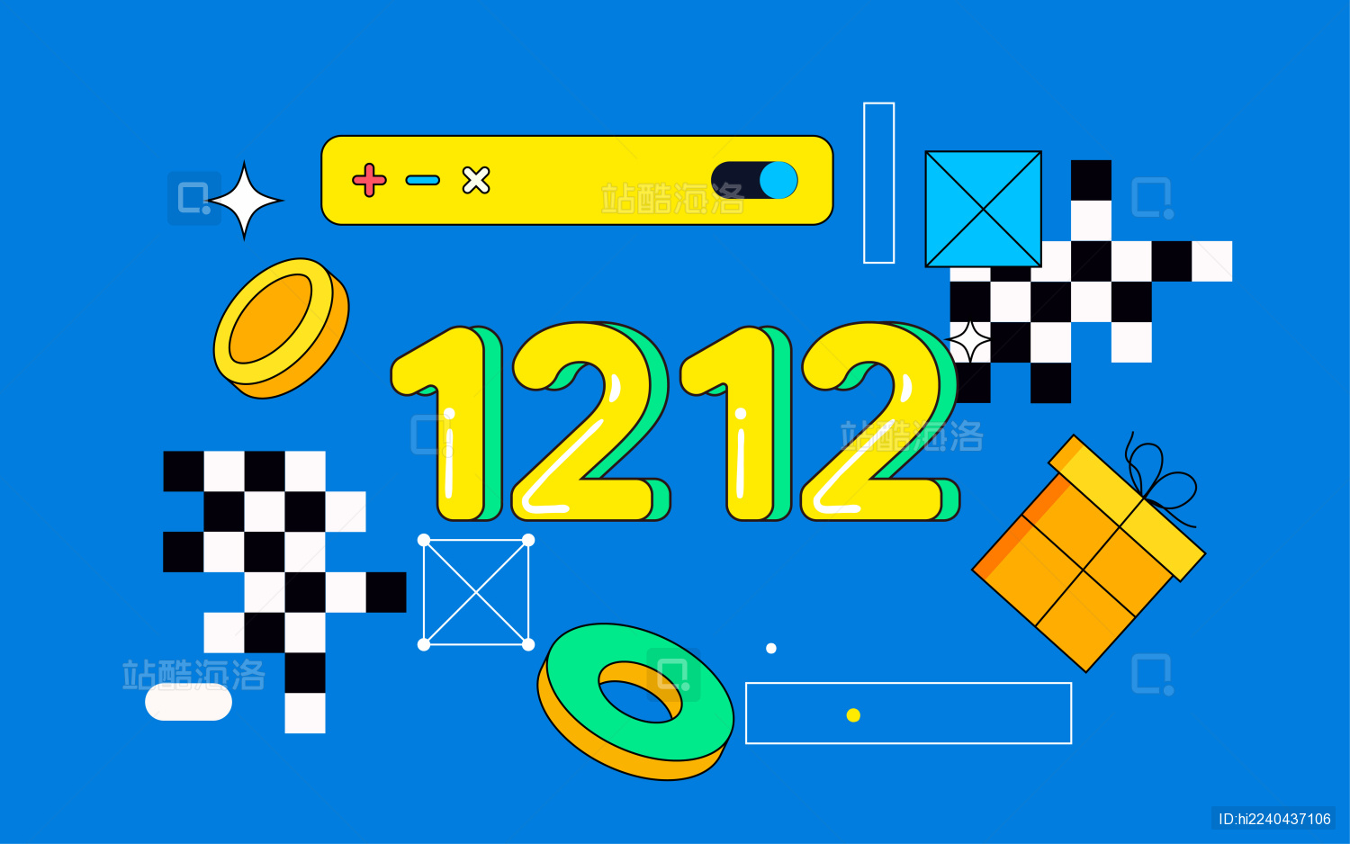 孟菲斯酸性复古风格线性背景插画网购海报