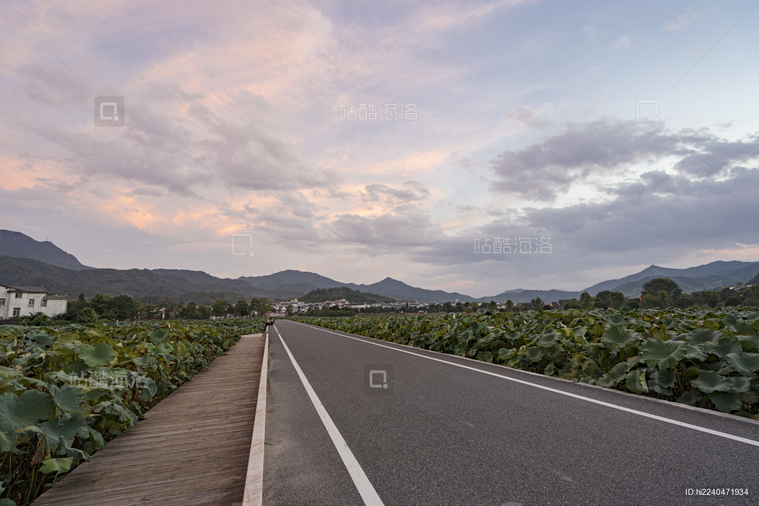 傍晚福建上杭古田会址前干净的柏油路