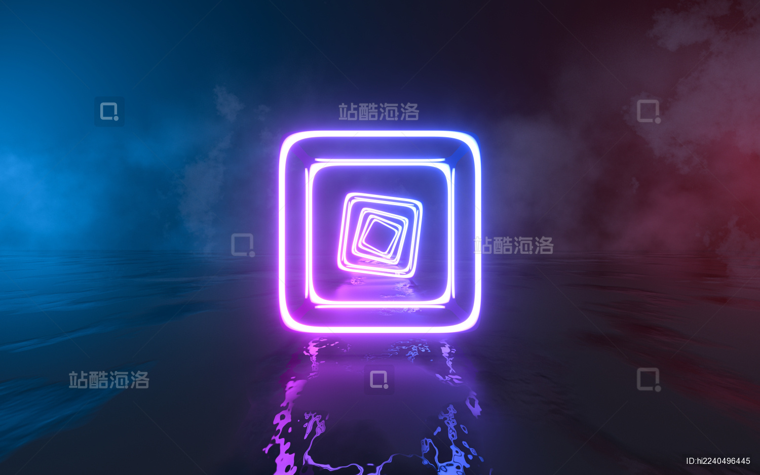 烟雾效果与霓虹发光线条3D渲染