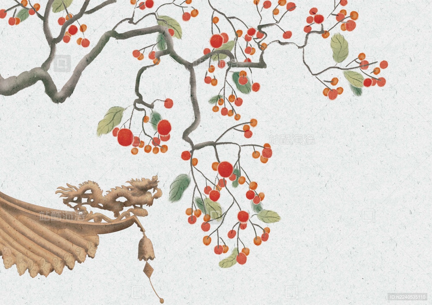 柿子树和中国建筑的吊角瓦当