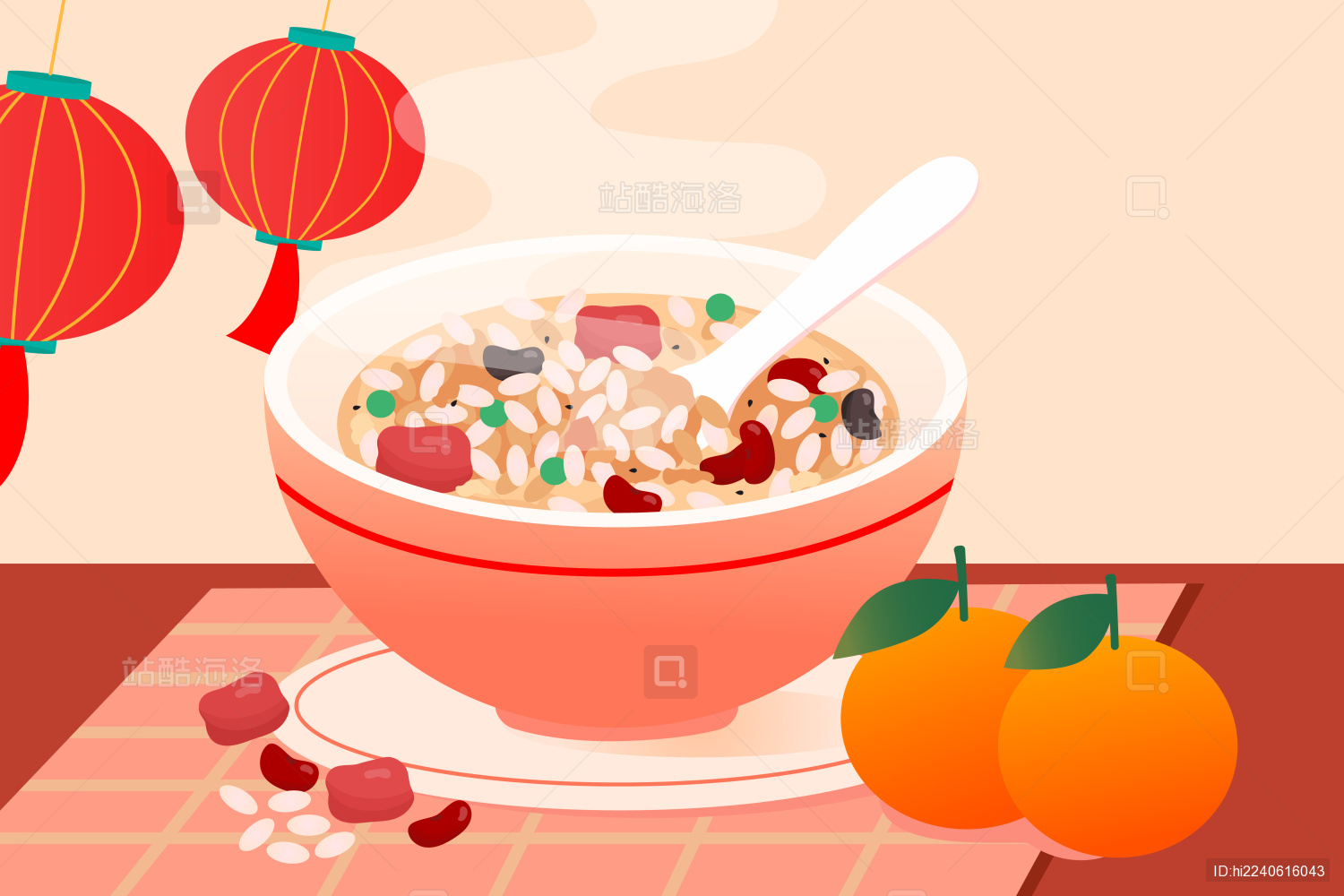 腊八粥美食矢量插画