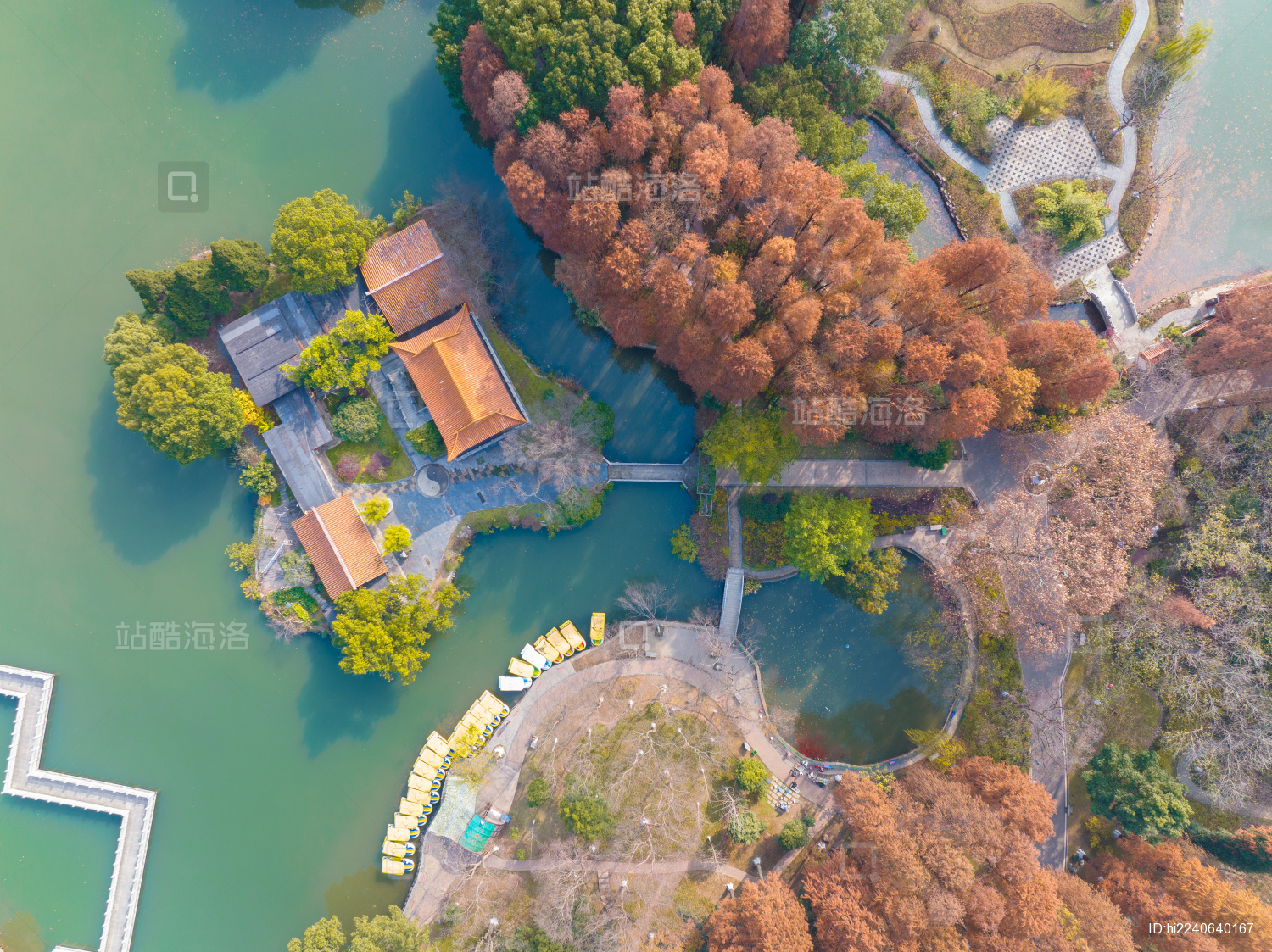 湖北武汉青山公园秋季航拍风光