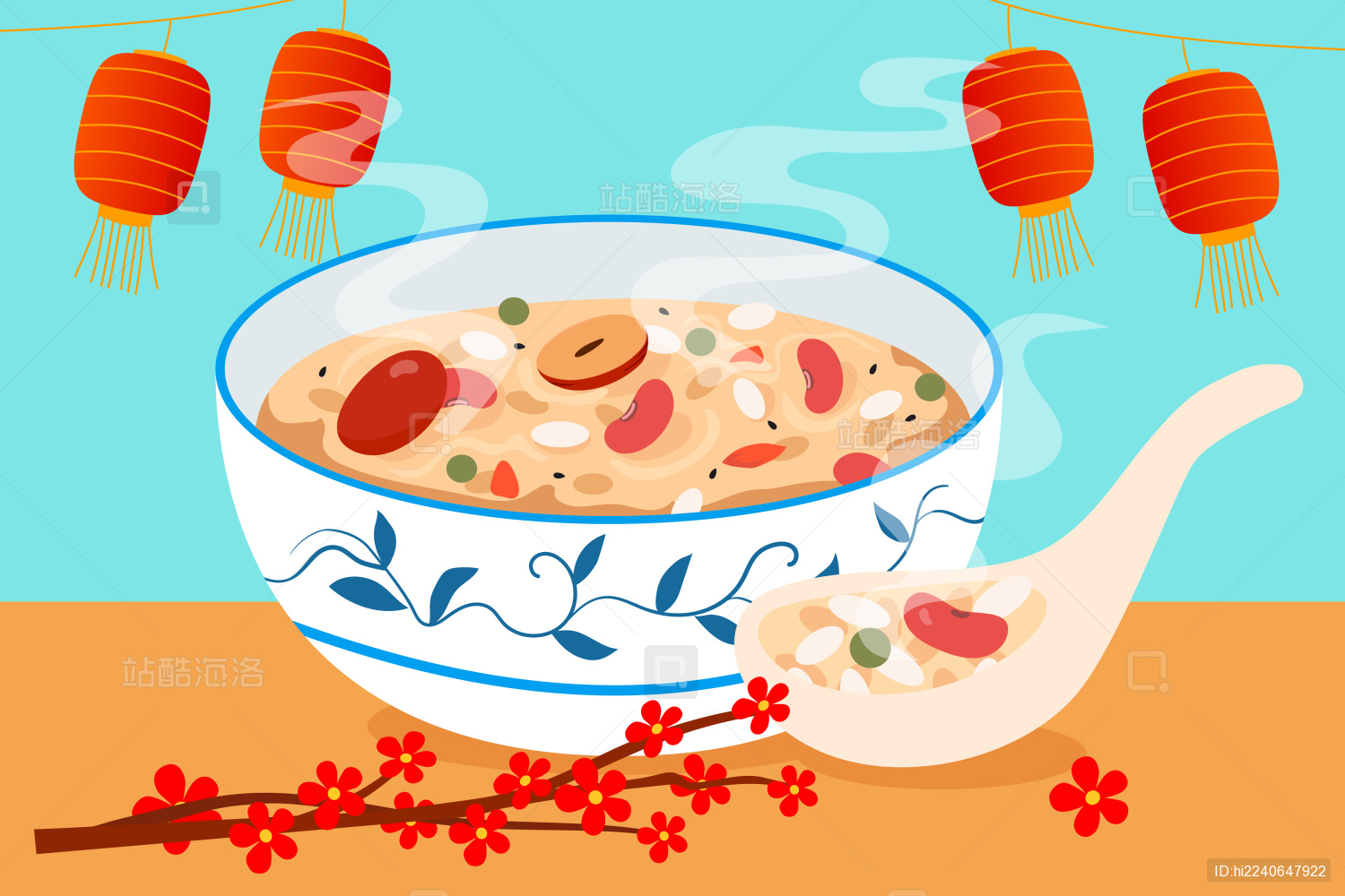 庆祝腊八节矢量插画